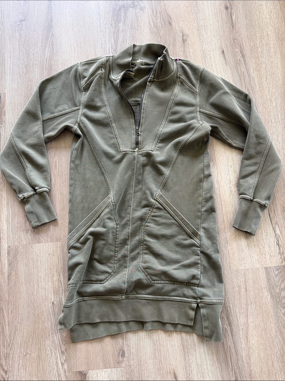 Anthropologie Olive Green Lightweight Pullover Jacket Dress